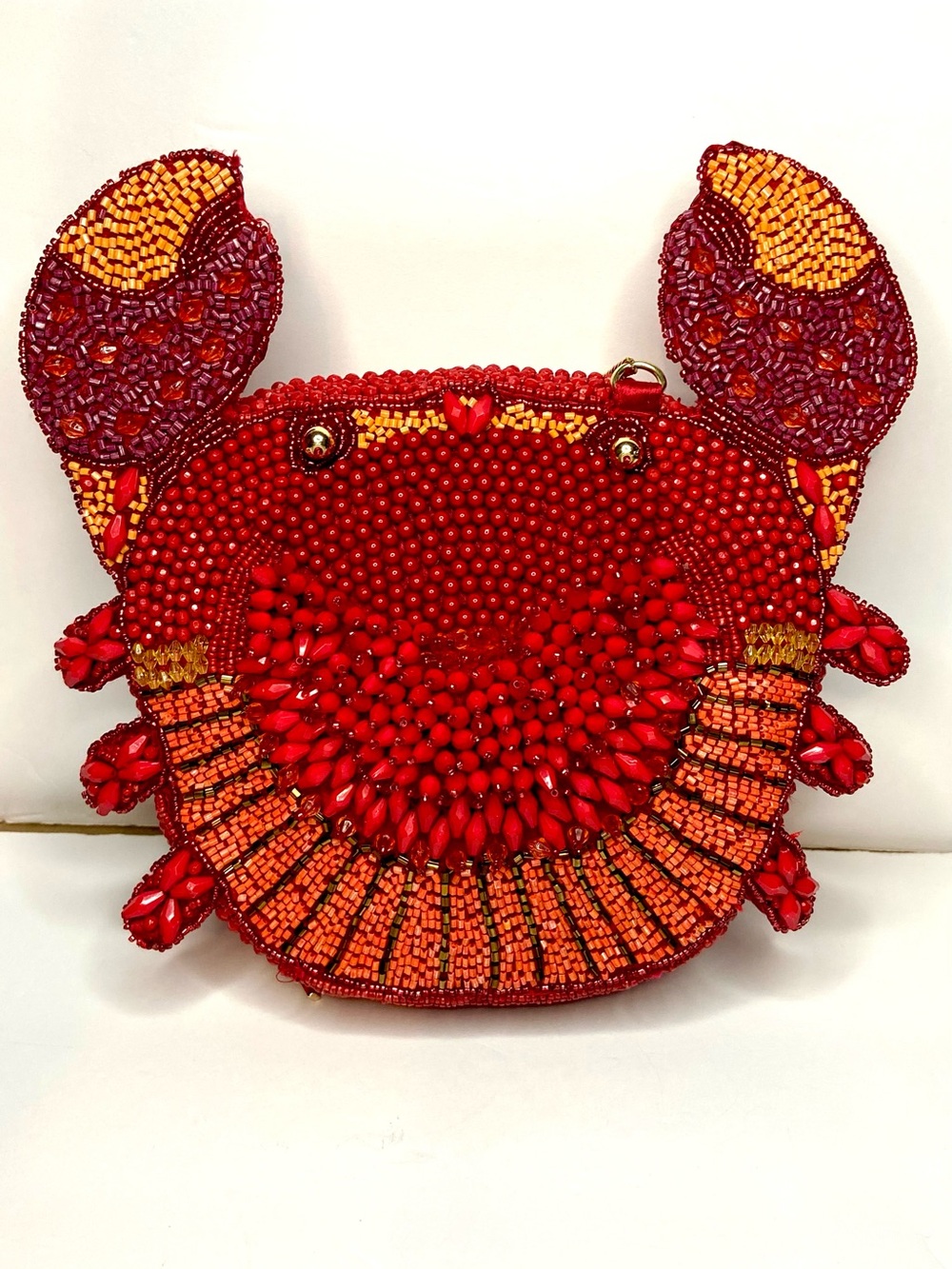 Handcrafted Red Beaded Crab Crossbody Bag - Picture 4 of 6